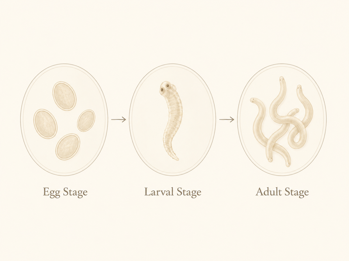 Illustration showing stages of an organism life cycle